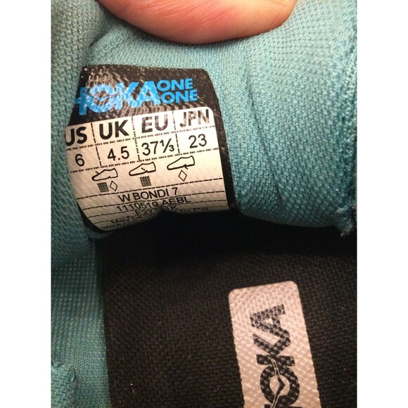 Hoka One One Bondi 7 Womens Size 6 Aquarelle Blue Green Running Shoes Comfort - Picture 9 of 11